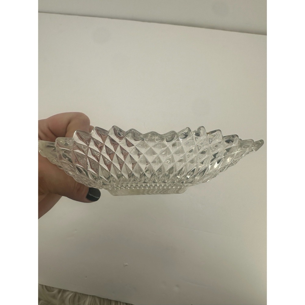 VINTAGE Rectangle  Ruffled Diamond‎ Point Candy Nut Dish - Picture 3 of 5